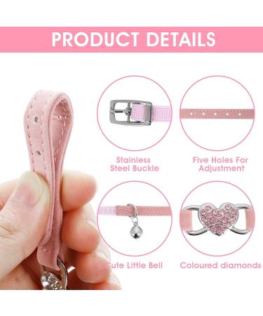 Shop Cobee Bling Heart Cat Neck Band - Adjustable Rhinestone Pet Collar with Bell for Small Cats & Dogs - Pink/Black - Buy Online on GoSupps.com