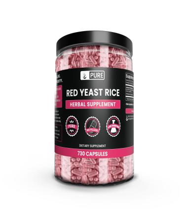 Pure Original Ingredients Red Yeast Rice (730 Capsules) No Magnesium Or Rice Fillers Always Pure Lab Verified 730 Count (Pack of 1)