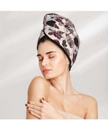 Hair Towel Wrap - Quick Drying Towel Turban for Effortless Style | Retro Red Black Roses Design - Buy Online on GoSupps.com