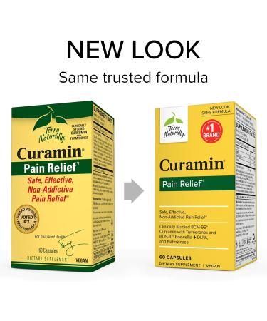 Terry Naturally Curamin - 2 Pack Pain Relief Supplement with Curcumin, Boswellia, DLPA & Nattokinase - Non-GMO Vegan - 40 Servings - Buy Online on GoSupps.com