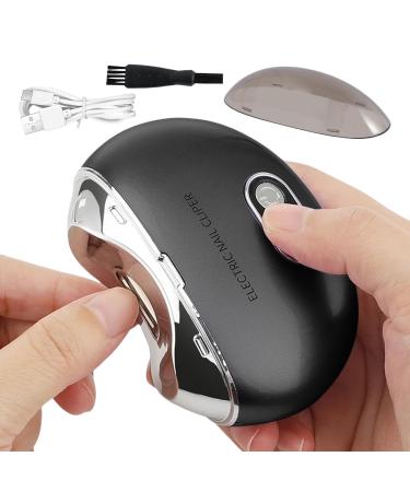 Kid Electric Nail Clipper - Fingernail Cutter and File - Rechargeable Automatic Trimmer Light & 3 Speeds Clipper LCD Digital Display for Children Kids Adult Seniors Black