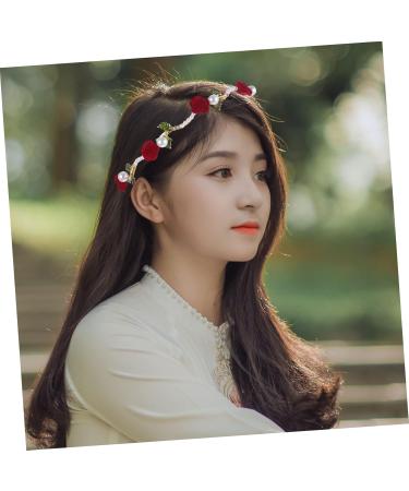 Mikinona Pearl Headband Hair Accessories for Women Hairband for Women Hair Headband Women Headbands for Hair Flower Headband Girls Hair Ties Women Headpiece Bride Red Rose Hand Made Alloy - Buy Online on GoSupps.com