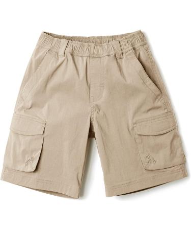 CQR Kids Youth Pull on Cargo Shorts | Lightweight Elastic Waist Athletic Short for Outdoor Camping and Hiking | Driflex Shorts with Pockets - Khaki Large - Buy Online on GoSupps.com