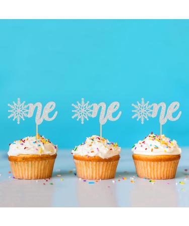 Ercadio 24 Pack Snowflake One Cupcake Toppers Silver Glitter Winter Snowflake 1st Cupcake Toppers Snowflake One Cupcake Picks for Baby Shower Christmas Theme Party Cake Decor Supplies D-one Silver - Buy Online on GoSupps.com