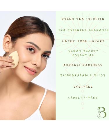 Green Tea Beauty Sponge | Eco-Friendly Vegan & Cruelty-Free Makeup Blender | Biodegradable & Latex-Free Beauty Tool for Liquid & Powder - Buy Online on GoSupps.com