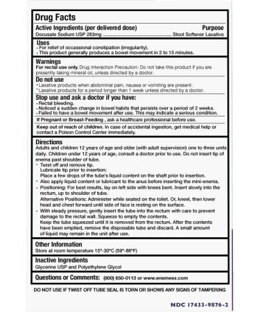 Enemeez Constipation Relief for Adults 0.84 Fl Oz Docusate Sodium Mini Enema for Effective Constipation Relief Docusate Formula 6 Count 0.84 Fl Oz (Pack of 6) - Buy Online on GoSupps.com