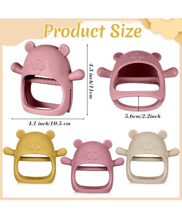 3 Pack Silicone Groundhog Baby Teething Mitten Teether for 0-6 Months | Anti-Drop Hand Pacifier & Chew Toy for Breastfeeding Babies | Stylish Colors - Buy Online on GoSupps.com