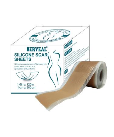 Silicone Scar Tape Roll  Silicone Scar Sheets  Scar Silicone Strips (1.6  x120 Inch - 3M)  Easy-Tear Gel Tape For Scar  Soft Silicone Scar for Surgery Scars  Medical Grade Wound Dressing