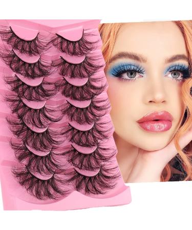 BSLVWG False Eyelashes 7 Pairs Professional Reusable 8D Mink Lashes Natural Waterproof Thick Fluffy Fake Eyelashes Faux Mink Eyelashes Natural Look Russian Strip Lashes (7007)