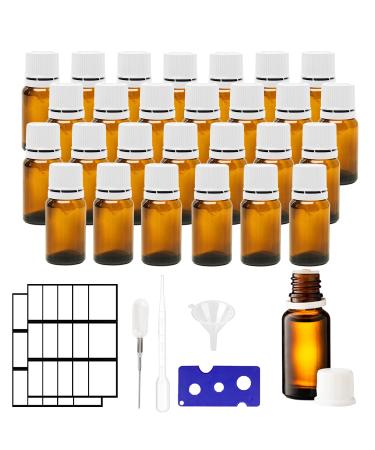 Brown las bottles Drop insert bottle empty glass bottles with 10ml 28pcs white plastic lid portable brown las set for essential oils perfume oils fragrance oil sample 10ml-28p