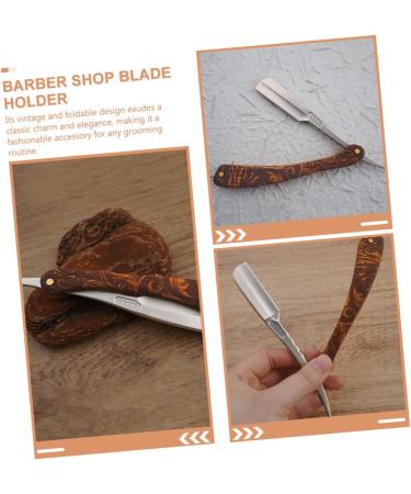 Frcolor 3-in-1 Folding Knife Razor Holder - Stainless Steel & Wood Hairdresser Blade for Men - Safe Compact Design for Hairdressing - Buy Online on GoSupps.com