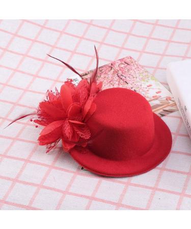 FRCOLOR Top Hat Hair Clip Feather Flower Decor Clips Fascinator Hat Veil Red Mini Top Hat for Tea Party Wedding Party - Buy Online on GoSupps.com