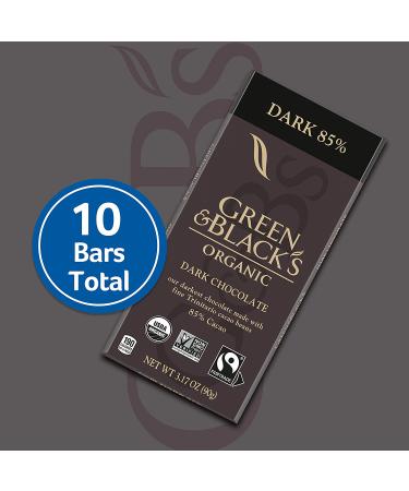 Green & Black's Organic Dark Chocolate Bar - 85% Cacao, 10 Pack of 3.17 oz Bars - Buy Online on GoSupps.com