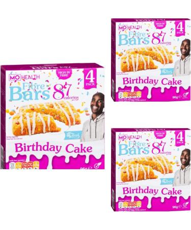 Fibre Bars - Flavour - Birthday Cake - 87 Calories Per - High In Fibre Snack - 3 x 4 Pack - Buy Online on GoSupps.com