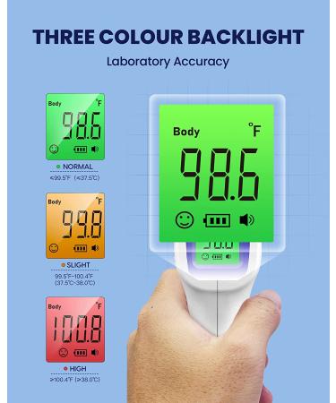 Digital Infrared Thermometer for Adults and Kids - Touchless Forehead Thermometer with Fever Alarm - FSA Eligible - Silent Mode - White - Buy Online on GoSupps.com