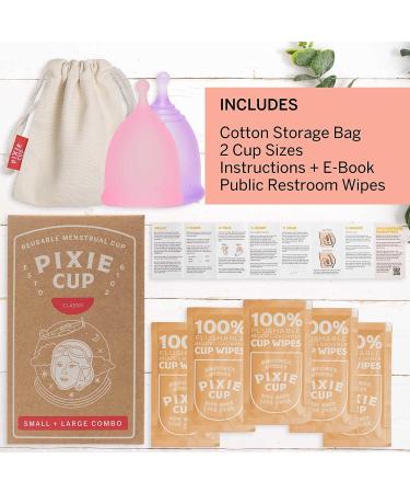Pixie Cup 2 Soft Menstrual Cups - Ranked 1 for Most Comfortable Reusable Period Cup - Buy One We Give One - Includes Ebook Guide Wipes Lube & Storage Bag - Tampon and Pad Alternative 1 count (Pack of 2) - Buy Online on GoSupps.com