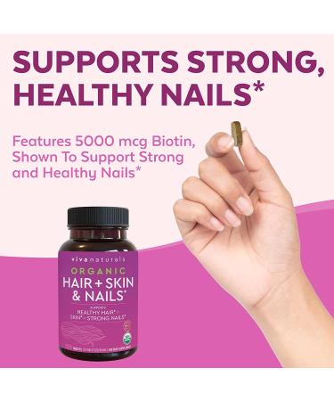 Viva Naturals Organic Hair Skin Nails Vitamins - Biotin 120 Tablets for Women - Buy Online on GoSupps.com
