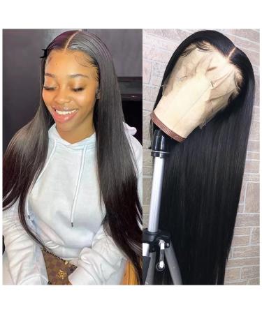 Straight Lace Front Wigs Human Hair Pre Plucked Wuth Baby Hair Glueless Lace Frontal Wigs For Black Women Human Hair (18 INCH, 13x4x1 HD Lace Wig) 18 Inch 13x4x1 HD Lace Wig