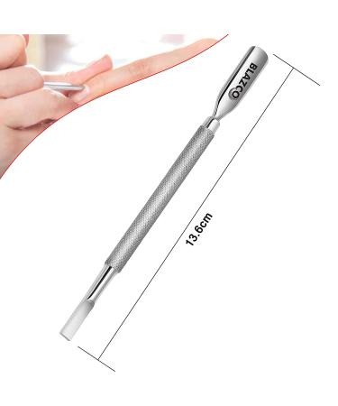 Blazco Professional Grade Stainless Steel Cuticle Pusher & Nail Cleaner - Dual Sided Manicure/Pedicure Tool for Finger and Toe Nails - Cuticle Remover - Durable and Precise - Silver - Buy Online on GoSupps.com