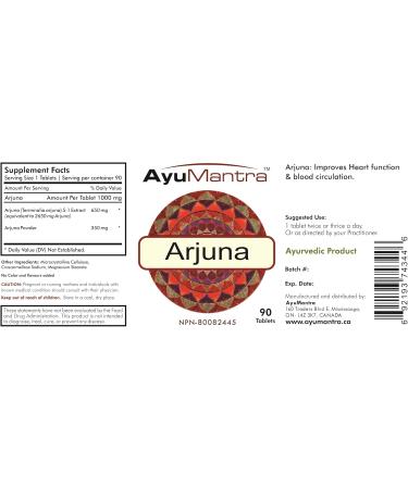 AyuMantra Organic Arjuna (Terminalia Arjuna) Tablets - 90 Tablets 1000mg - Buy Online on GoSupps.com