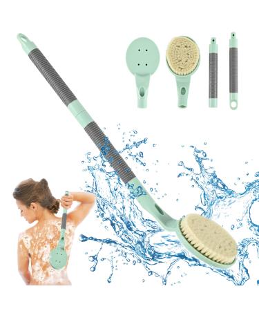 Back brush shower 55cm removable body brush gentle peeling easy to clean and stimulates the blood circulation for wet or dry brush) green) 55cm green