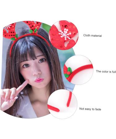 FRCOLOR 1pc Fancy Hairband Deer Antler Head Band Reindeer Hair Hoop Deer Hair Clips Glitter Christmas Party Glitter Snowflakes Hairband Mistletoe Headband Xmas Hair Band Red Girl Miss Horn 26X18CM Red - Buy Online on GoSupps.com