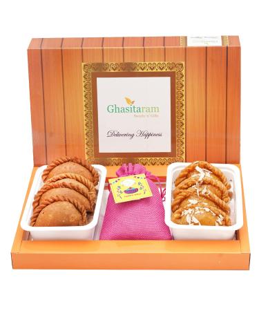 Assorted Box of Gujiyas Dry Sweet Gujiyas and Thandai