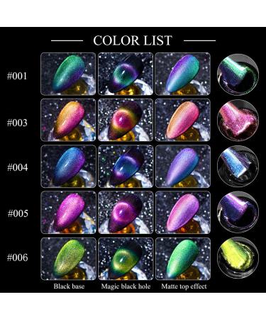 MIZHSE 9D Cat Eye Gel Nail Polish Set | Chameleon Magnetic Effect | 10ml (9D Collection 1) 6Pcs - Buy Online on GoSupps.com