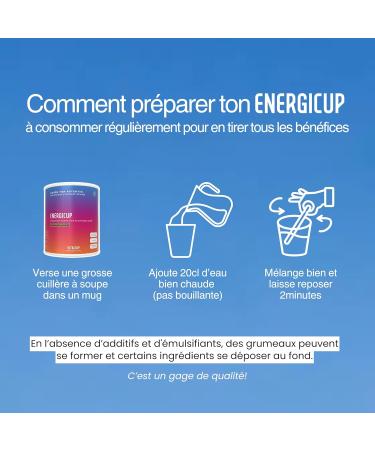 Energicup | Energizing drink preparation with guarana and adaptogenic mushrooms | Chocolate flavor | Concentration Immunity Energy | 240g 30 doses 1 month | Gluten-free | Made in France - Buy Online on GoSupps.com