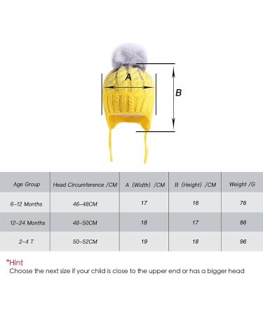 LANGZHEN Toddler Kids Winter Earflap Knit Hat | Fleece Lined Beanie for Baby Boys Girls 2-4 Years - Yellow - Buy Online on GoSupps.com