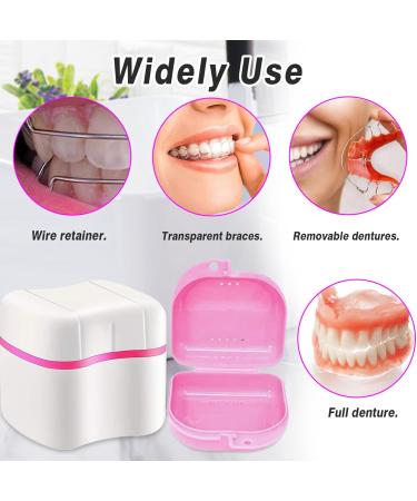 Buy Portable Denture Storage Box - Presses Container with Sieve for Travel | Red & Pink Prosthesis Cleaner - Buy Online on GoSupps.com