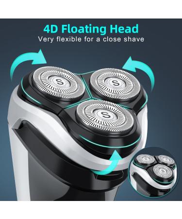 SweetLF Electric Razor for Men Upgraded Mens Electric Shaver IPX7 Waterproof Wet and Dry Shaver with Retractable Beard Trimmer LED Display 60Mins Fast Charging(Plus 3 Blades + 1 Charger) Dark Black - Buy Online on GoSupps.com