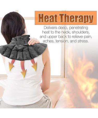 Heating Pad for Neck and Shoulders | Microwavable Weighted Heat Therapy Wrap with Aromatherapy Herbs | Hot/Cold Pack for Pain Relief - Grey - Buy Online on GoSupps.com
