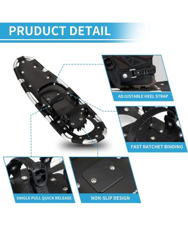 WOLF ARMOR Lightweight Terrain Snowshoes with Trekking Poles - Fully Adjustable Bindings - Includes Carrying Tote Bag - Easy to Wear - Available in Sizes 21-30 - Ideal for Men, Women, and Youth (180-250lbs) - Buy Online on GoSupps.com