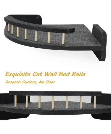 Cat Hammock with 3 Steps - Wall Mounted Cat Climbing Shelf & Scratching Post - Indoor Cat Shelves and Perches - Plush Covered - Black - Buy Online on GoSupps.com