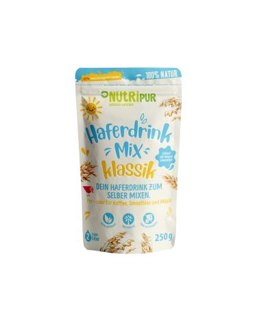 Oat drink powder: 250g powder for 2l oat drink Without sugar Classic - oat drink without sugar - oat drink powder for a vegetable drink from nutripur (classic)
