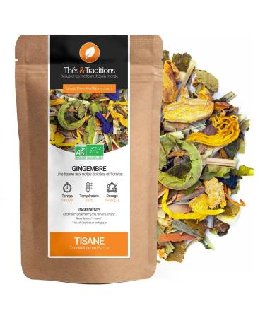 Th s & Traditions Organic Ginger Herbal Tea | 100g Loose Leaf Bag | Certified Organic Agriculture