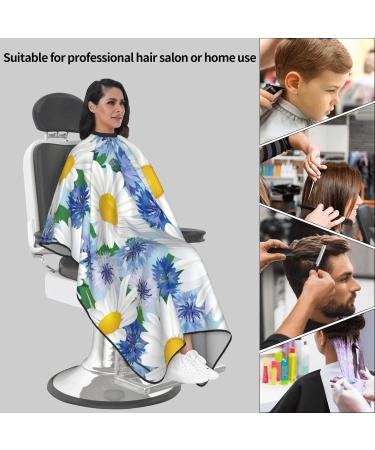Professional Haircut Cape - Flower Chamomile Blue & White Adjustable Hairdressing Salon Apron - Buy Online on GoSupps.com