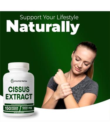 Immortal Herbs Cissus Quadrangularis Supplement 1000mg 150 Pills Pure Extract Powder with 40% Ketosterones Non-GMO and Gluten-Free Cissus Extract Capsules for Men and Women - Buy Online on GoSupps.com