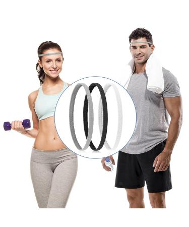 WLLHYF 3-Pack Non-Slip Black White Headbands - Thin Elastic Hair Ties for Sports, Running, Yoga - Unisex Hair Accessories - Buy Online on GoSupps.com