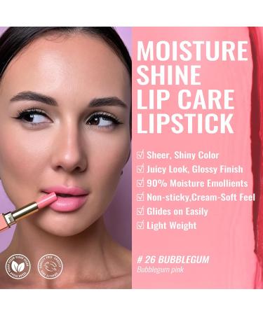  oulac Oulac 2-in-1 Lipstick and Lip Balm - Juicy and Glossy Lip Care - Naturally Soft and Hydrated Lips - Glossy Finish for Dry and Chapped Lips - Vegan 26 - Buy Online on GoSupps.com