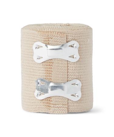 Medline Soft-Wrap Elastic Bandage with Clips for First Aid Nonsterile Beige 2" x 5 Yards Size