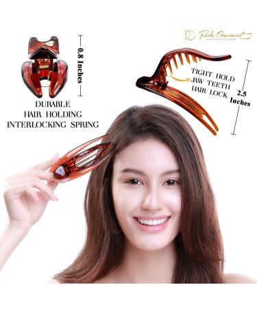 RC Roche 6 Pieces High-Quality Hair Clips - Brown French Curved Hair Clamps for Women & Girls - Firm Support No Slide 1 Pack - Buy Online on GoSupps.com