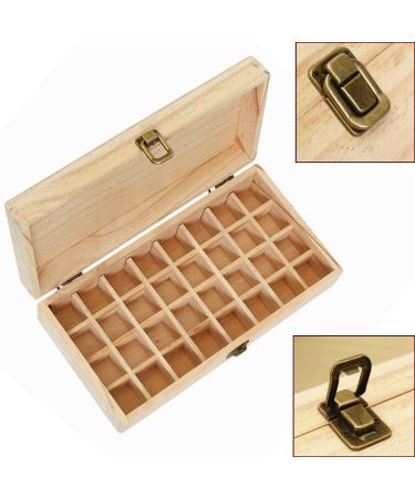 Storage container for essential oils made of wood essential oil box large wooden storage box for 5 ml/15 ml aromatic oils nail polish liquid bottles (32 compartments)