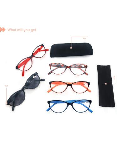 HEEYYOK Women's Reading Glasses 1.25 - 5-Pack with Sun Readers for Outdoor Reading - Spring Hinge, Mix Color - Pack of 5 - Buy Online on GoSupps.com