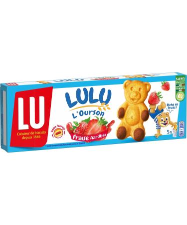 LU - LULU The Strawberry Bear - 4 Boxes of 5 bags of Lulu The Pooh with Strawberry - Soft Bear Shaped Cakes with Strawberry Filling - Ideal to Take Away for Kids Snack - Set of 4x150g - Buy Online on GoSupps.com