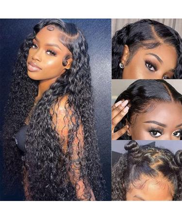 Curly Lace Front Wigs Human Hair 13x4 Jerry Curly HD Transparent Lace Frontal Wigs with Baby Hair Pre Plucked 180 Density Kinky Curly Wigs for Black Women Glueless Brazilian Deep Curly Lace Front Wigs Human Hair Natural ...