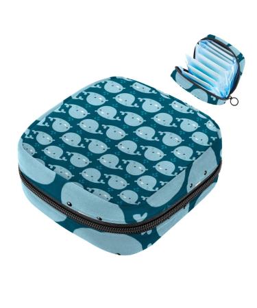 Portable women's binding-storage bags menstrual cup pocket female menstrual pads bags for teenage girls tampons for the first period cute blue whales multicolored multicolored
