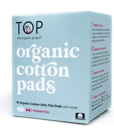 Certified Organic 100% Cotton Thin Regular Absorbent Pads with Wings | Non-Toxic & Biodegradable | 10 Ct Regular | Feminine Hygiene - Buy Online on GoSupps.com