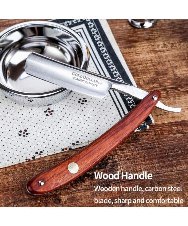 Gold Dollar Wooden Handle Straight Razor for Men & Barbers - Retro Shaving Tool, Stabilizer-Free - Buy Online on GoSupps.com